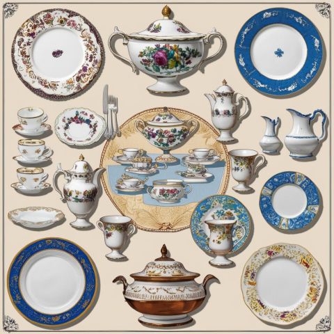 image représentant la vaisselle du XVIIIe et XIXe siècle